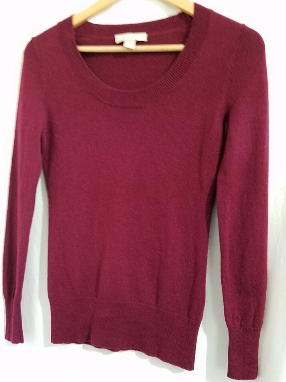 Banana Republic Burgundy Wool Cashmere Sweater Scoop Neck 80/20